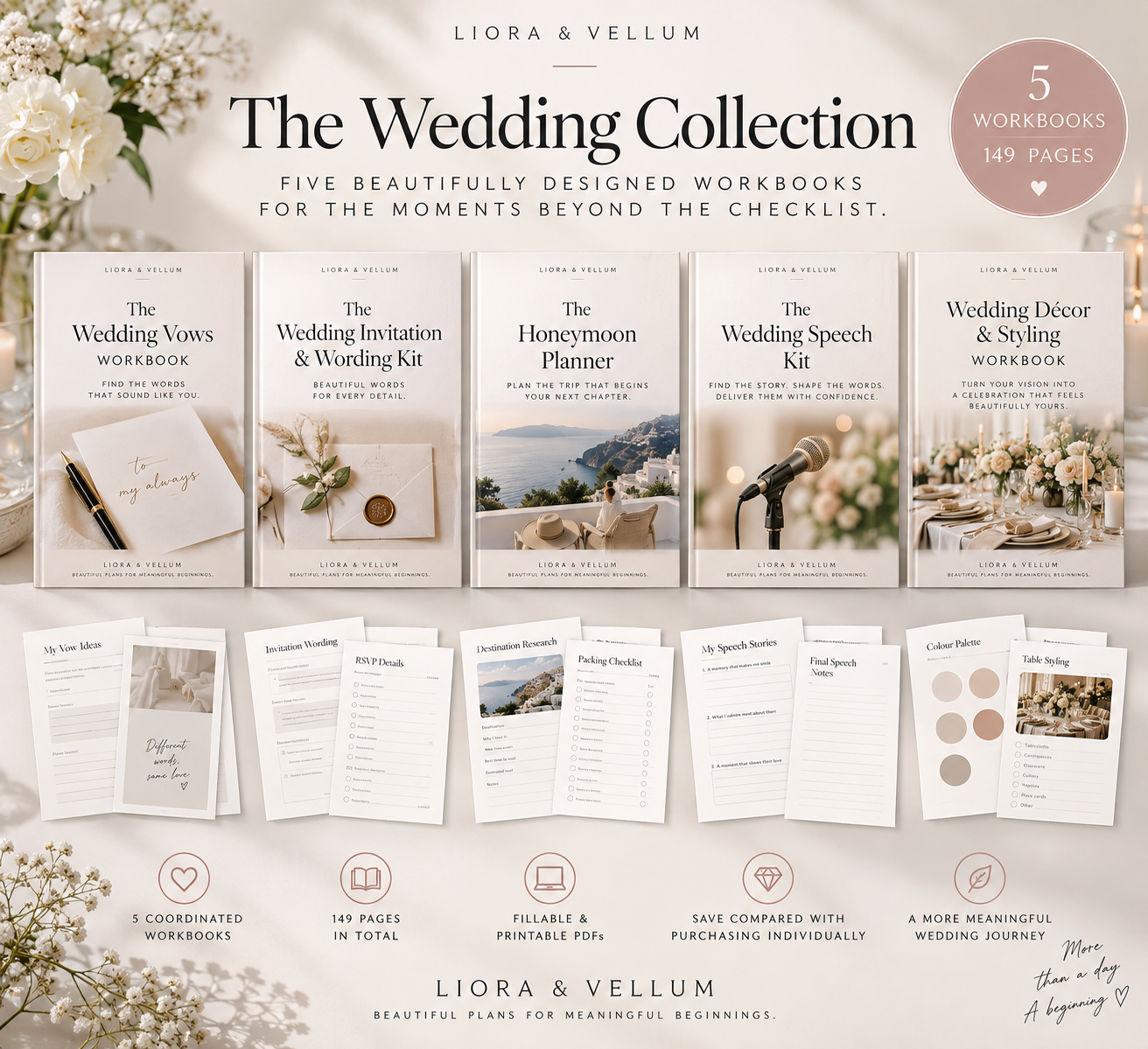 The Liora & Vellum Wedding Collection five workbook bundle